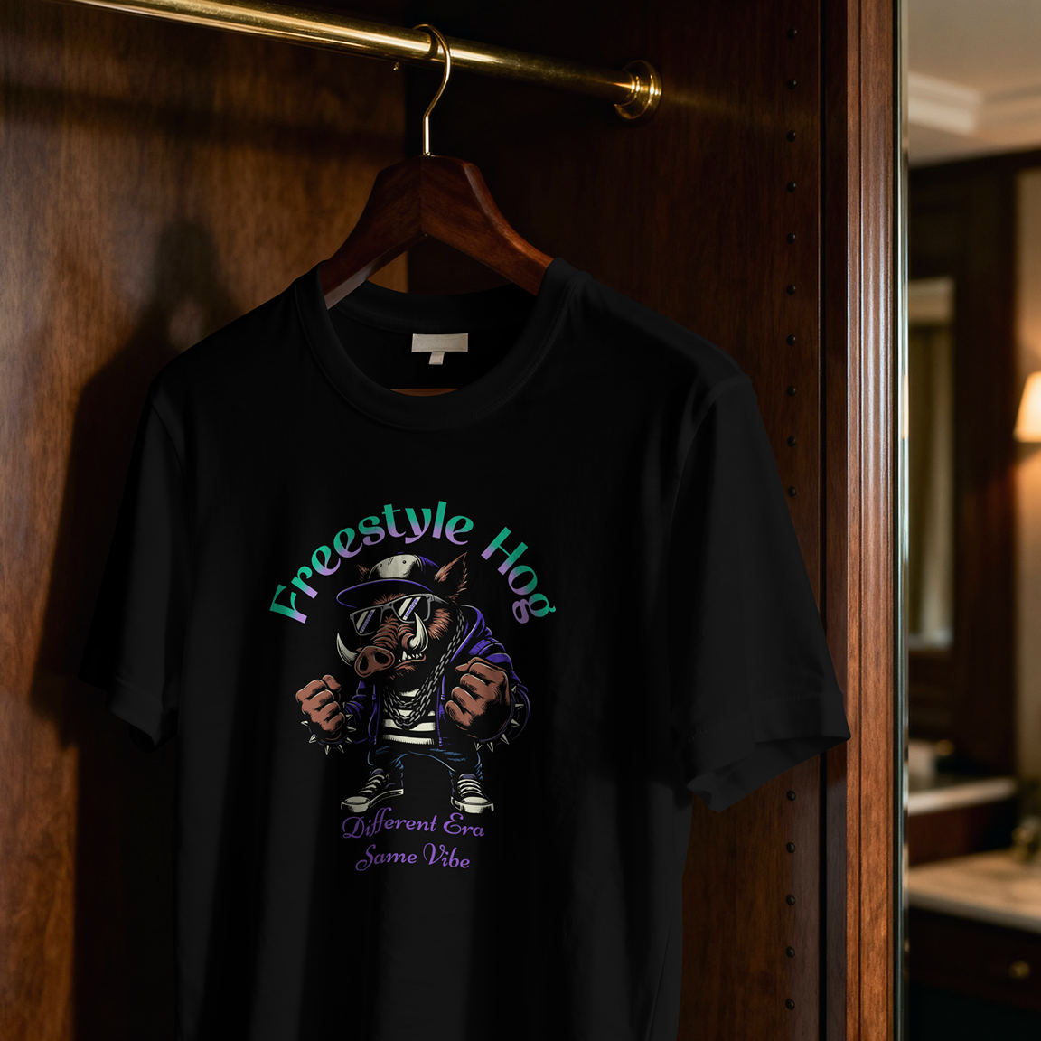 Freestyle Hog 80s Underground T-Shirt – Retro Electronic Dance Culture Tee