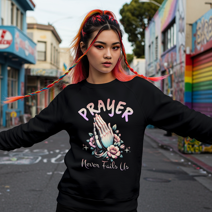 Prayer Never Fails Us T-Shirt – Faith & Hope Graphic Tee