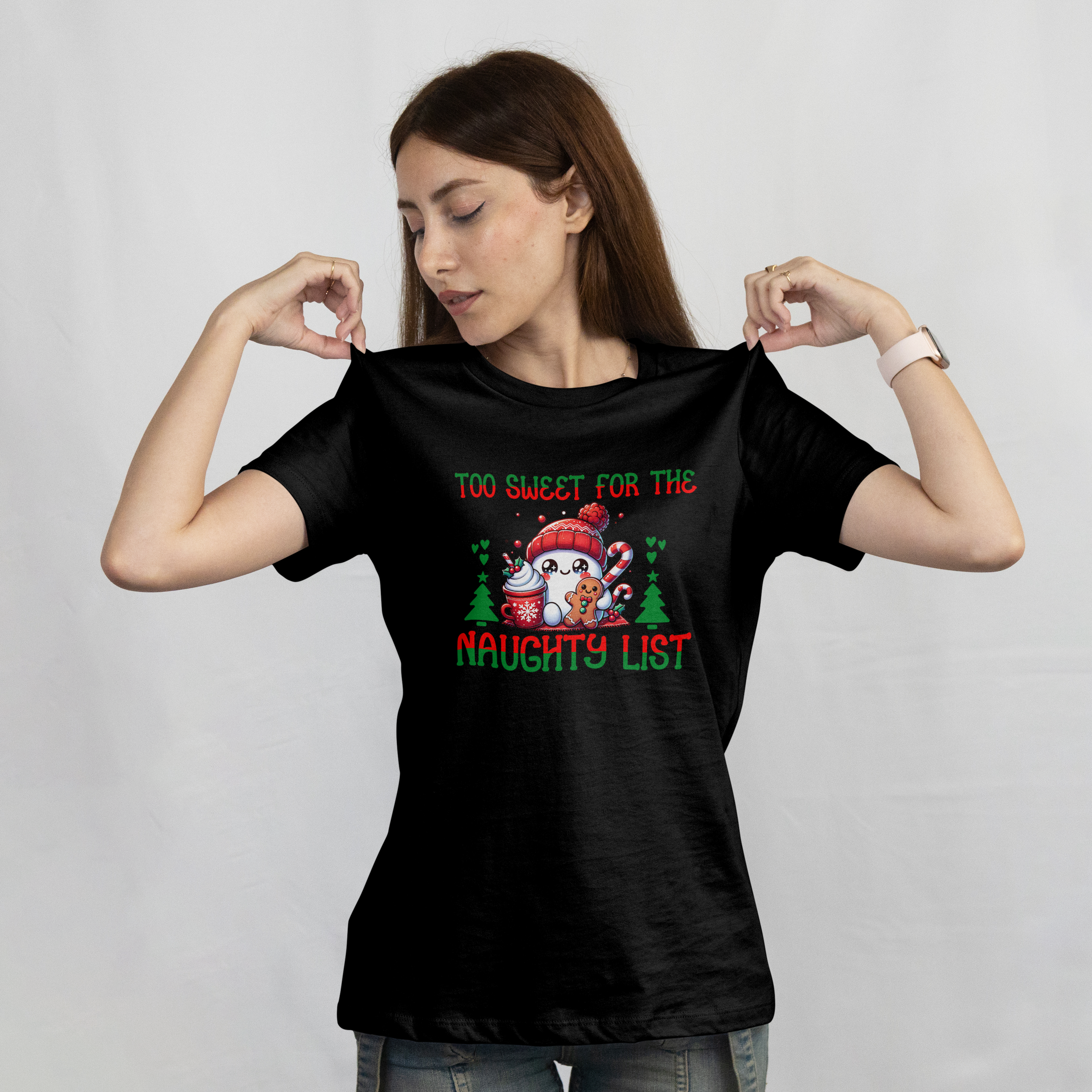 Too Sweet for the Naughty List T-Shirt – Cute Christmas Marshmallow & Gingerbread Holiday Tee
