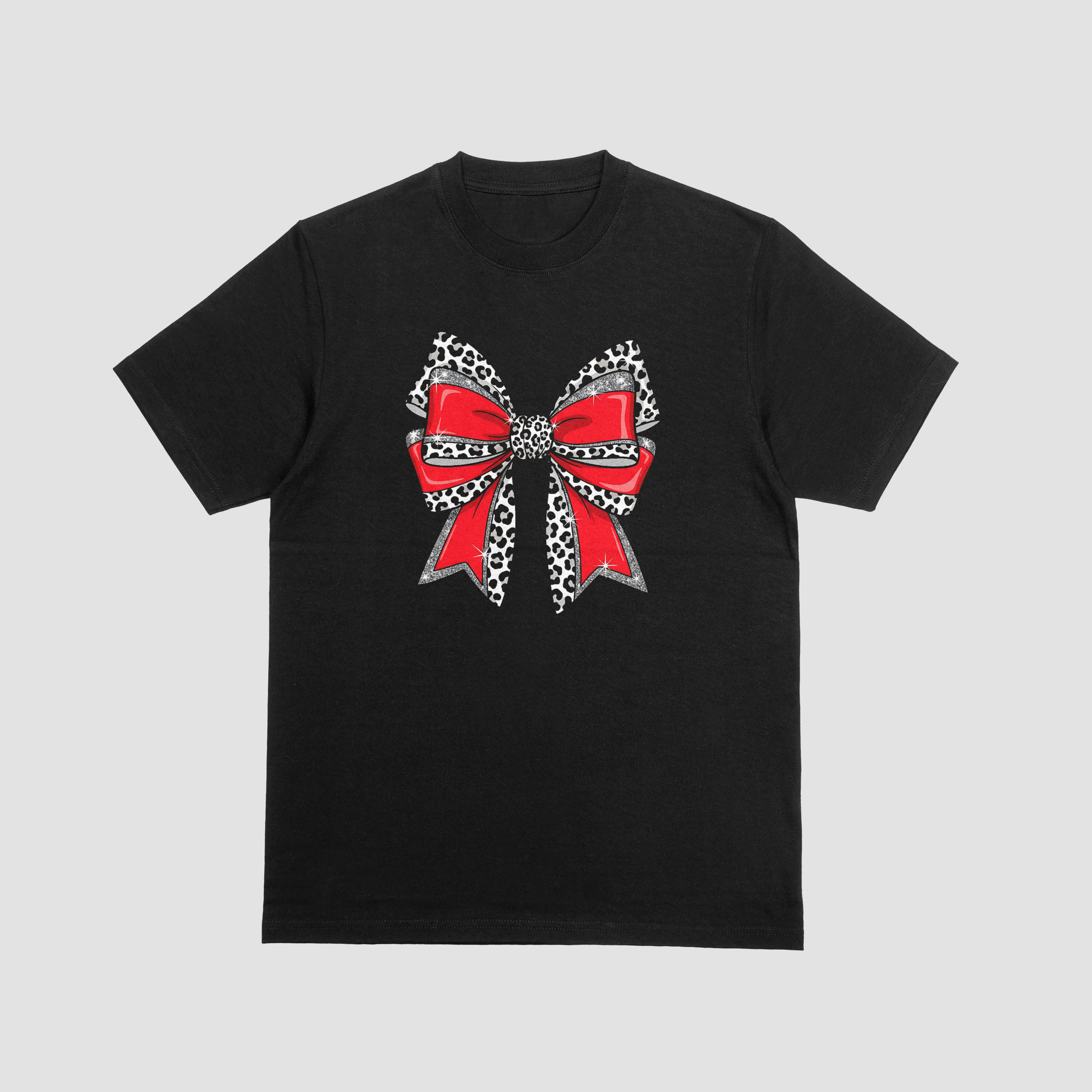 Red Leopard Bow Graphic T-Shirt
