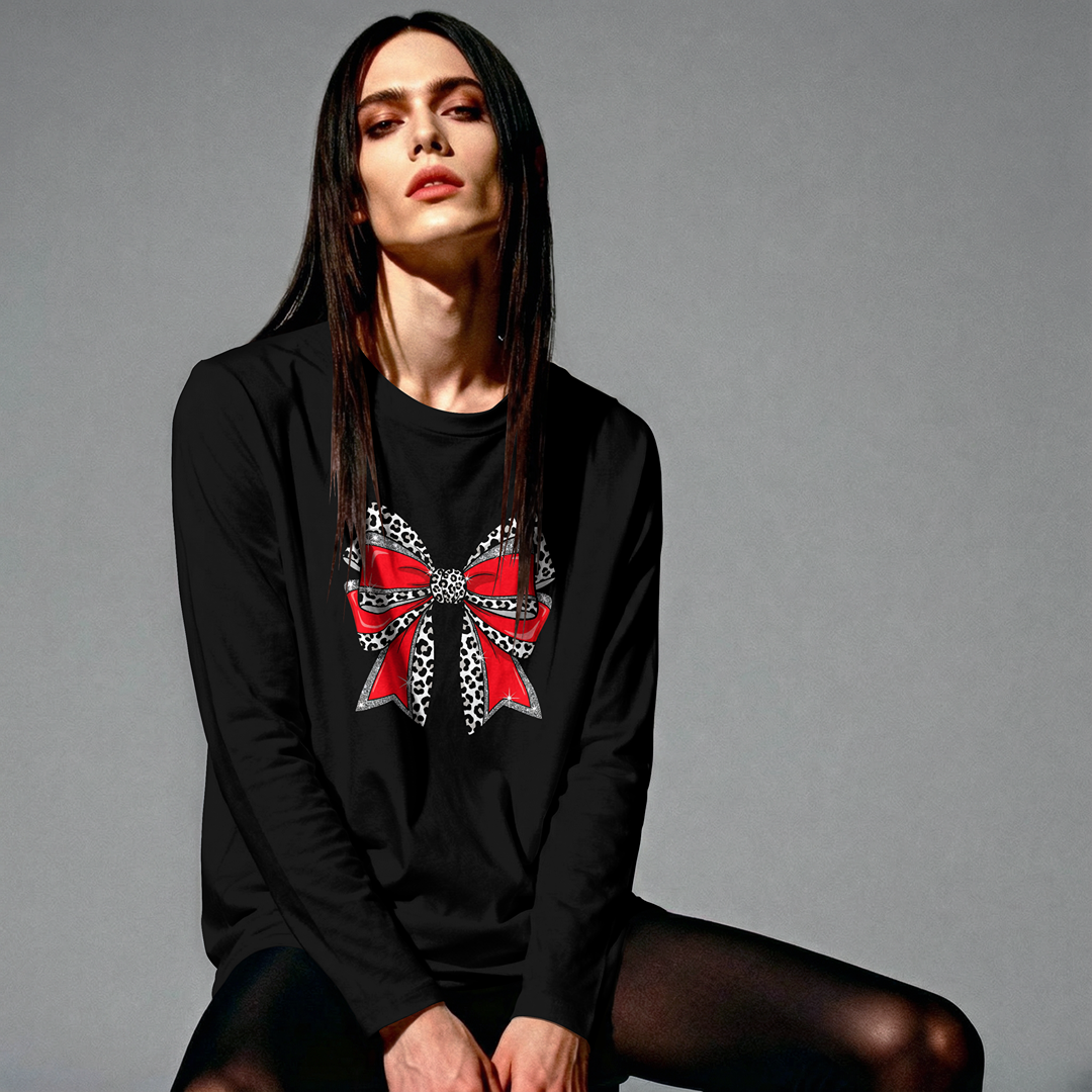 Red Leopard Bow Graphic T-Shirt