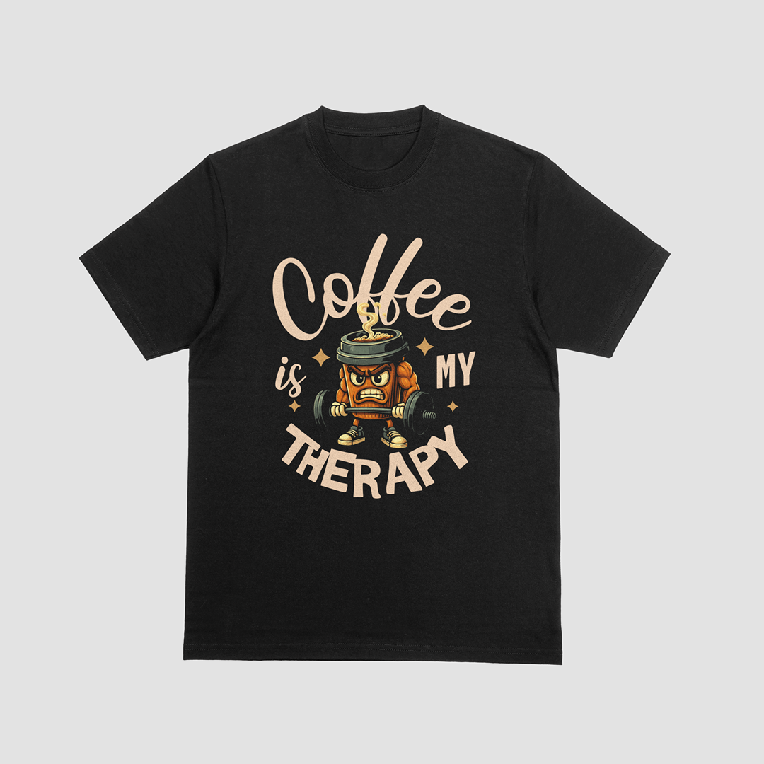 Coffee Is My Therapy Graphic T-Shirt – Caffeine Lover Streetwear Tee