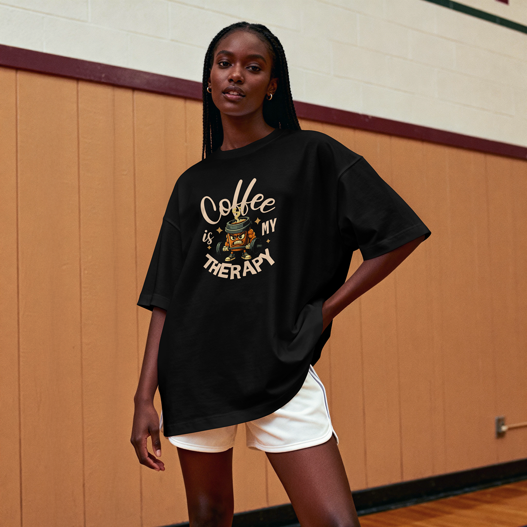 Coffee Is My Therapy Graphic T-Shirt – Caffeine Lover Streetwear Tee