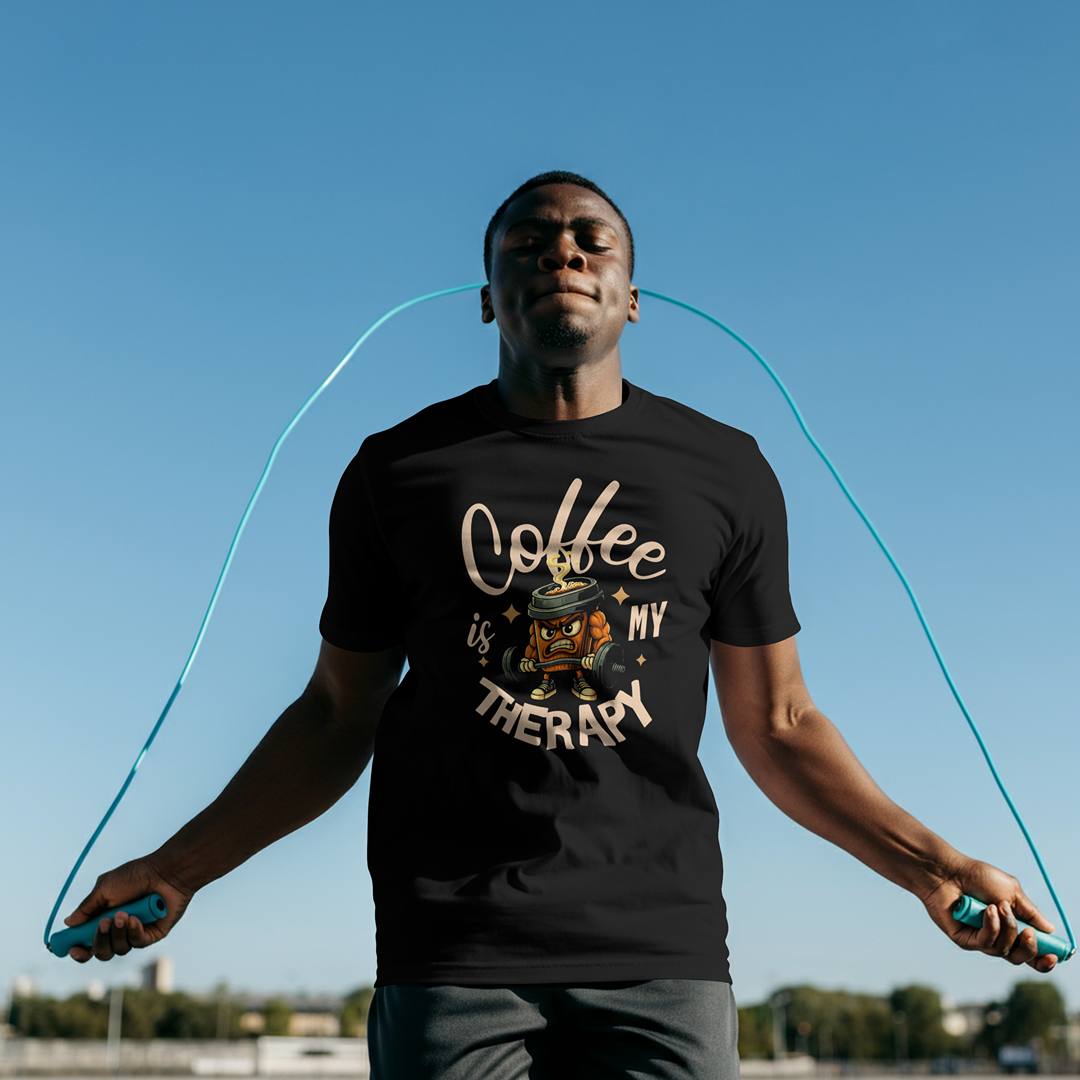 Coffee Is My Therapy Graphic T-Shirt – Caffeine Lover Streetwear Tee
